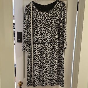 Women's Black and White Animal Print Dress